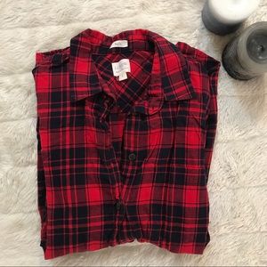 J. Crew Red and Navy Boyfriend Fit Flannel
